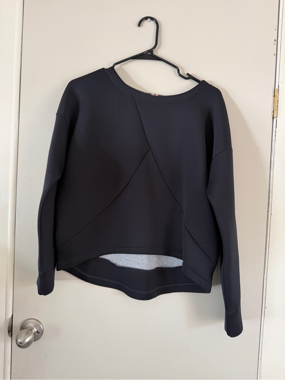 Lole Black Crewneck Sweatshirt with Geometric Seams